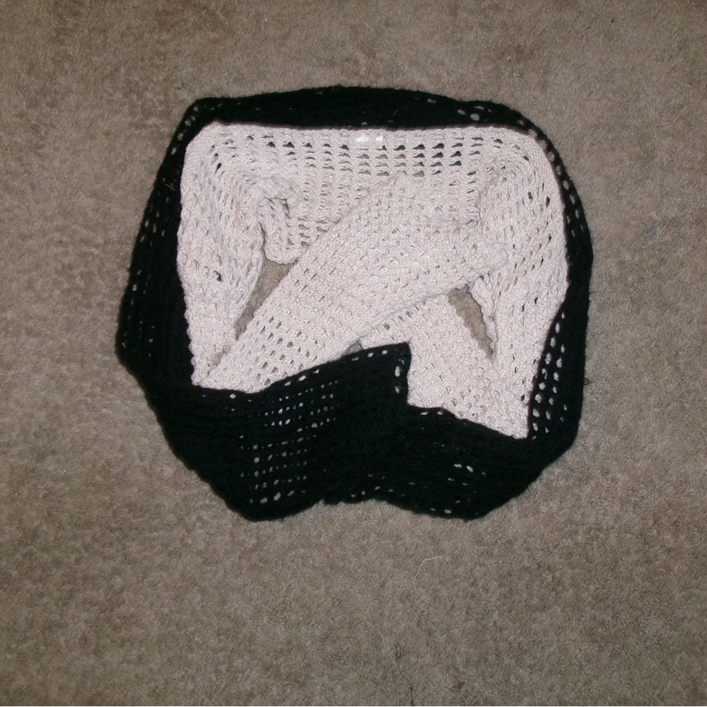 SOLD- Black and Cream Crochet shrugs set of two!